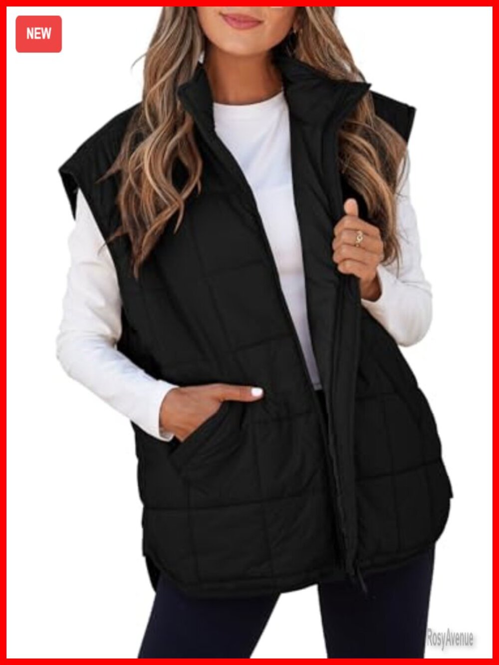Quilted Puffer Vest Cap Sleeve Zip Up Winter Layer